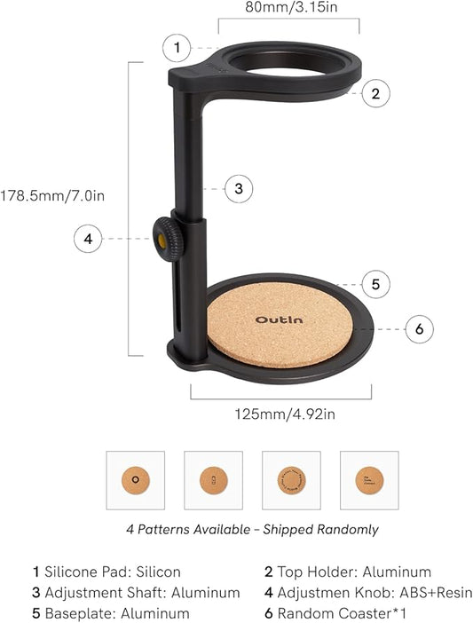 OutIn Detachable Universal Coffee Stand with Cork Pad,Portable Espresso Machine Stand,Pour Over Coffee Stand Easy to Carry
