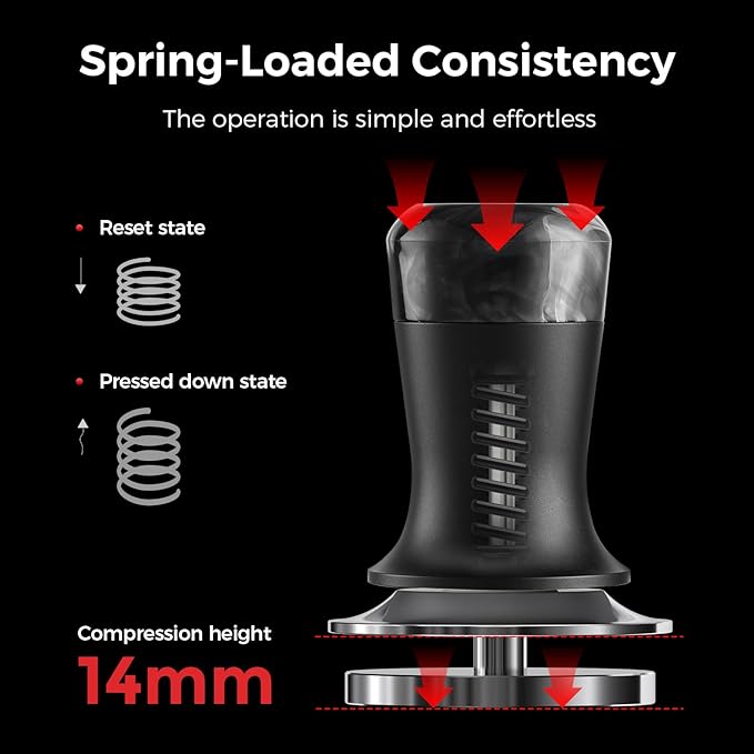 Bincoo 2-in-1 Coffee Tamper 58MM& WDT Tool,Espresso Tamper with Distributor Stirrer Function-Magnetic Espresso Tamper with 12 Needles,Professional Coffee Distribution & Tamping Tool for Barista(Black)