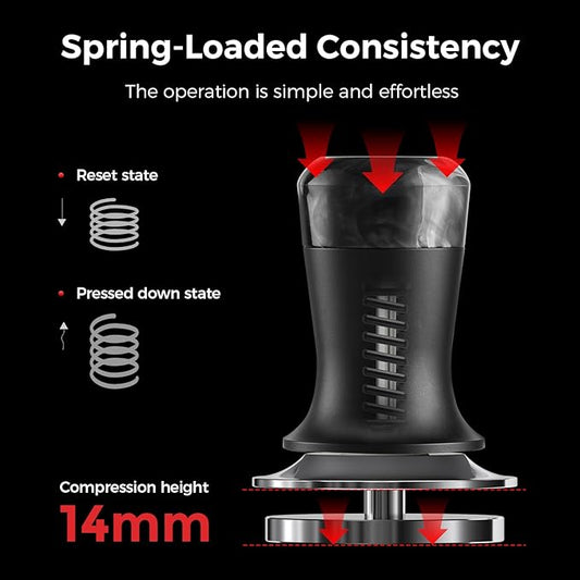 Bincoo 2-in-1 Coffee Tamper 58MM& WDT Tool,Espresso Tamper with Distributor Stirrer Function-Magnetic Espresso Tamper with 12 Needles,Professional Coffee Distribution & Tamping Tool for Barista(Black)