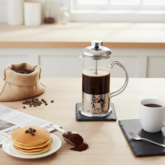 BNYD Single Serve French Press Coffee Maker – 12 oz Mini Stainless Steel & Glass Brewer for 1 Cup, Portable & Affordable Manual Coffee Press with Fine Mesh Filter for Home, Travel, or Camping