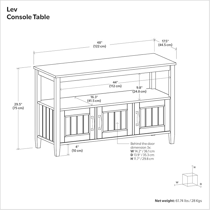 SIMPLIHOME Lev SOLID WOOD 48 Inch Wide Contemporary Console Table in Smoky Brown, For the Living Room, Entryway and Bedroom