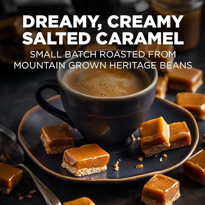 Maud's Salted Caramel Flavored Coffee Pods, 200 ct, Medium Roast Flavored Coffee in Recyclable Single Serve Pods – 100% Arabica Beans, Compatible with Keurig K Cups Maker