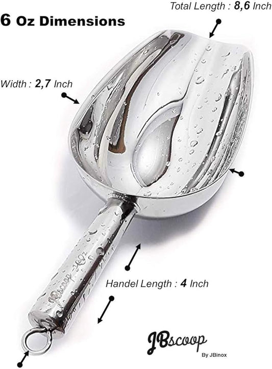JBscoop Stainless Steel Ice Scoop, Small Metal Food Candy Scoop for Kitchen Bar Party Wedding - 6 Oz