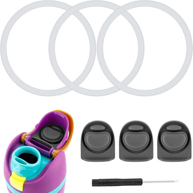 3pcs Bottle O Seal Ring & 3pcs Gasket Replacement Stopper for Owala FreeSip Cap, Silicone Water Bottle Plug Stopper BPA Free Top Lid Mouth Parts Compatible with Owala FreeSip 24oz 32oz