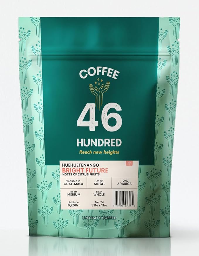 COFFEE 46 HUNDRED® Huehuetenango - Whole Bean Specialty Coffee from Guatemala - 100% Arabica Single Origin - Medium Roast - 311g/11oz - High Altitude Coffee - Grown at 6,200 ft