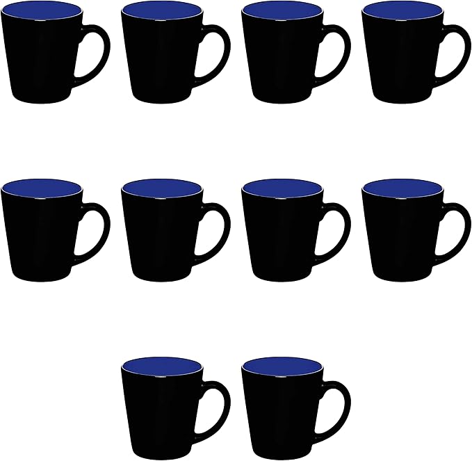 DISCOUNT PROMOS Ceramic Coffee Latte Mugs 12 oz. Set of 10, Bulk Pack - Perfect for Coffee, Tea, Espresso, Hot Cocoa, Other Beverages - Royal Blue