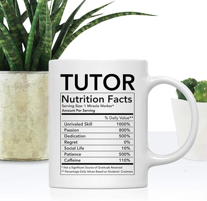 Andaz Press Funny 11oz. Ceramic Coffee Tea Mug, Tutor Nutritional Facts, 1-Pack, Thank You Gift, Funny Math Christmas Ideas for Tutors Birthday Best