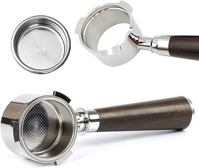 51mm Bottomless Portafilter 3 Ears, Davonpha Professional Espresso Portafilter 51mm compatible with De-longhi EC680, EC685 & EC885 Espresso Machine, Stainless Steel Basket and Black Rosewood Handle