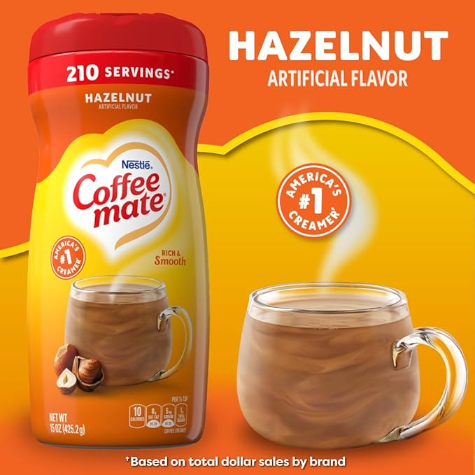 Coffee-mate Hazelnut Powdered Coffee Creamer, 15-Ounce Packages (Pack of 6)