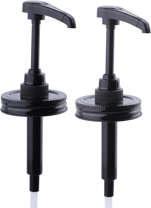 Mason Jar Syrup & Sauce Dispenser Pump Lids for Regular Mouth (2 Pack), Coffee Syrup Dispenser Pump Airtight & Leak-Proof Kitchen Food Grade (Jar Not Included)