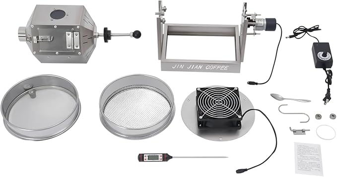 Coffee Bean Roaster with Coffee Bean Cooler, Gas 500g Coffee Bean Baker Drum Type Automatic Coffee Bean Roasting Machine for Home and Commercial Use