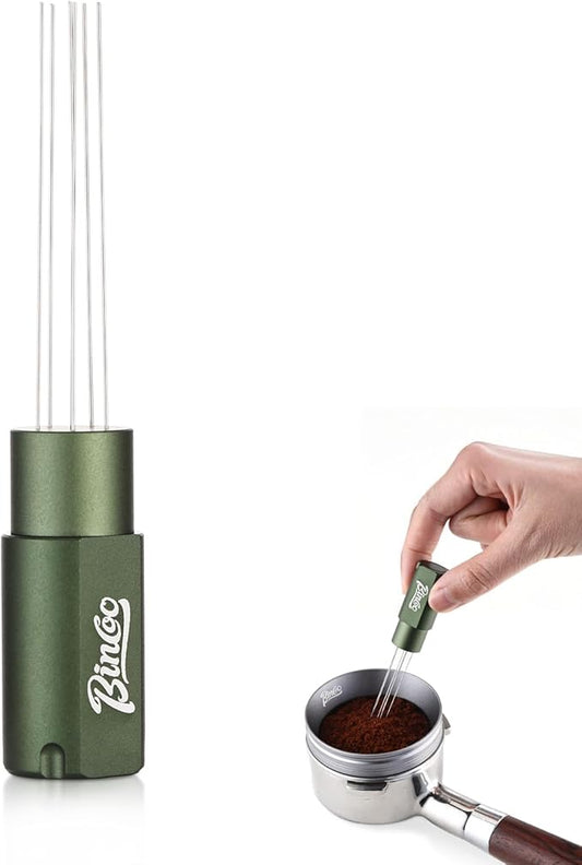 Magnetic Espresso Stirrer Tool,Coffee Stirrer Tool for Barista,WDT Espresso Distribution Tool with 6 Stainless Steel Needles (Green)