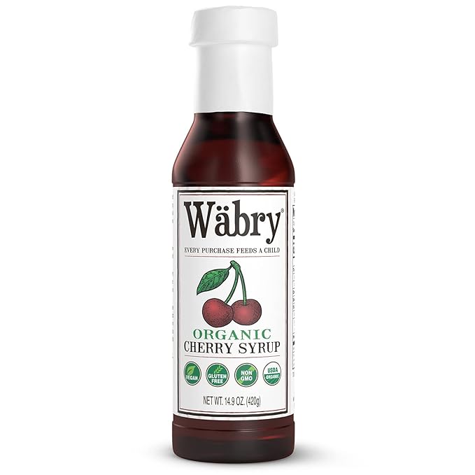 Wäbry Organic Cherry Syrup – 14.9oz (420g), Natural Fruit Syrups for Drinks, Coffee, Shaved Ice and Ice cream, Vegan, Non-GMO, Gluten-Free Snow Cone Syrup – BPA-Free Plastic Bottle