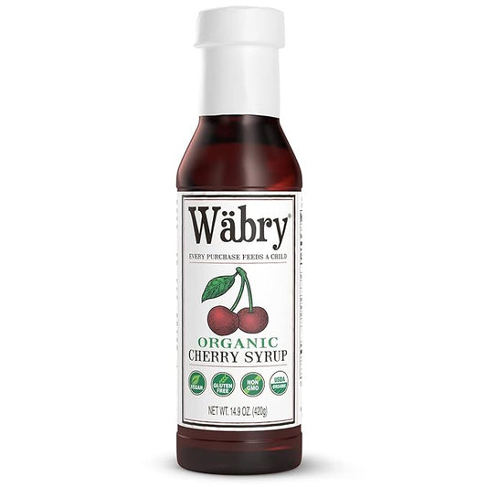 Wäbry Organic Cherry Syrup – 14.9oz (420g), Natural Fruit Syrups for Drinks, Coffee, Shaved Ice and Ice cream, Vegan, Non-GMO, Gluten-Free Snow Cone Syrup – BPA-Free Plastic Bottle
