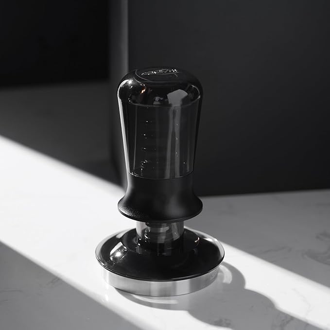 IKAPE 58.35mm Semi-Transparent Espresso Coffee Tamper, Premium Barista Coffee Tamper with Calibrated Spring Loaded, Threaded Stainless Steel Base Tamper for Espresso Machine(New Upgrade)