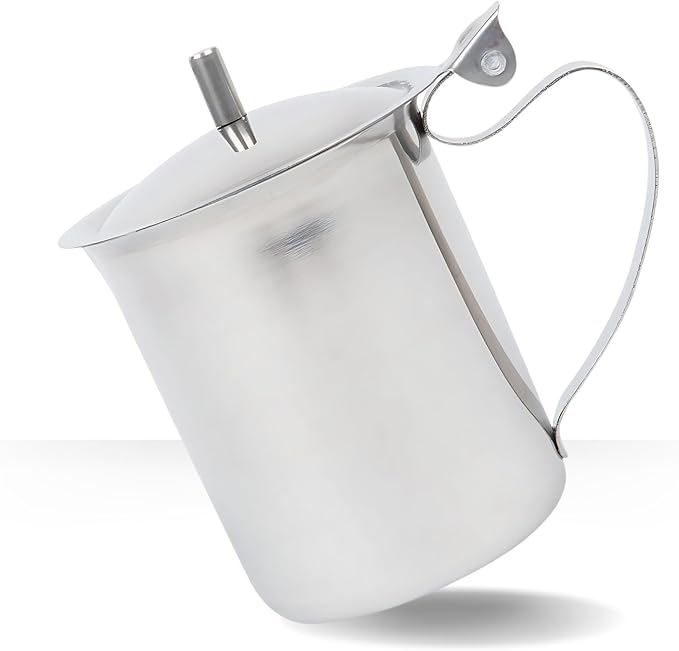 Thunder Up Creamer with Lid 10 Oz, Coffee Creamer Container, Small Stainless Steel Milk Pitcher, Coffee Cream Dispenser, Creamer Pitcher with Lid