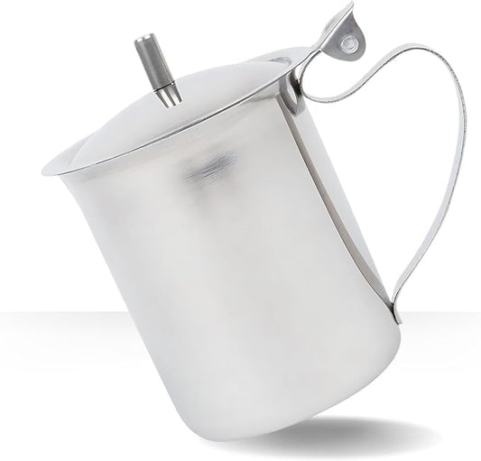 Thunder Up Creamer with Lid 10 Oz, Coffee Creamer Container, Small Stainless Steel Milk Pitcher, Coffee Cream Dispenser, Creamer Pitcher with Lid