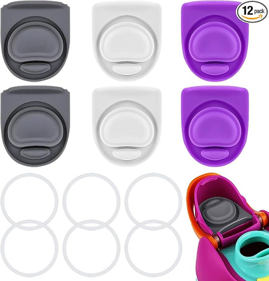 6 Sets Seal Rings and Replacement Stopper for Owala FreeSip 24oz 32oz,Water Bottle Top O-Ring Gaskets Lid for Owala 16/19/24/32/40oz Seal Mouth Cap Silicone Stopper Insert Parts Accessories (3 Colors)