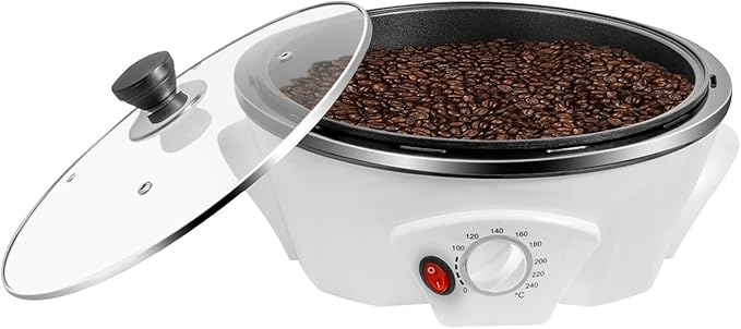 Xlsdlvcnxz 800W Electric Coffee Roaster, Adjustable Temperature 0-240℃ Eectric Coffee Bean Roasting Machine, Nut Roaster Machine with Lid for Home Use