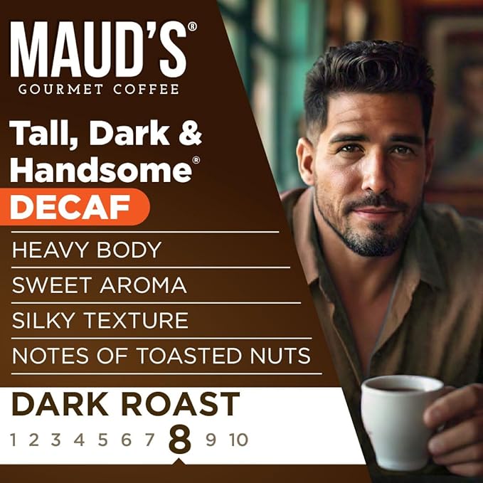 Maud's Decaf Dark Roast Ground Coffee, 1 Bag, (20oz), 100% Arabica Coffee, 52 Servings