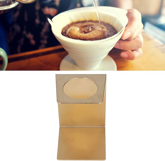Pour over Coffee Dripper Stand, Samll Size Light Pour over Coffee Holder Stand Metal Reusable for Cafe Household (Gold)