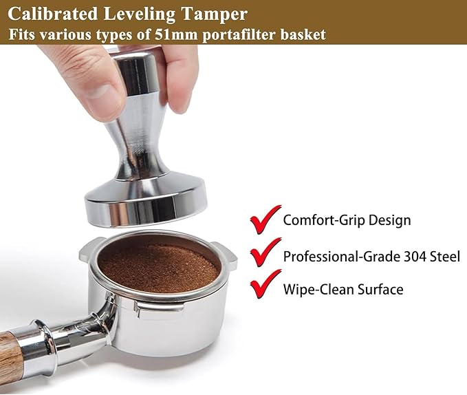 51mm Espresso Tamper Espresso Accessories Kit: Espresso Tamper Set, Coffee Tamper Espresso Tools Barista Tools | Espresso Kit Fits Espresso Coffee Machines of 51mm Portafilters