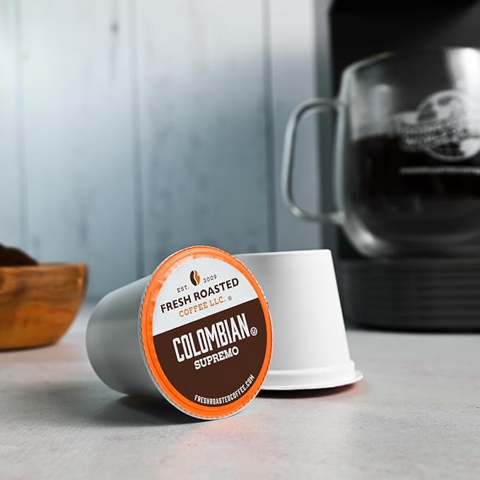 Fresh Roasted Coffee, 100% Colombian, Medium Roast, 96 Pods for K Cup Brewers