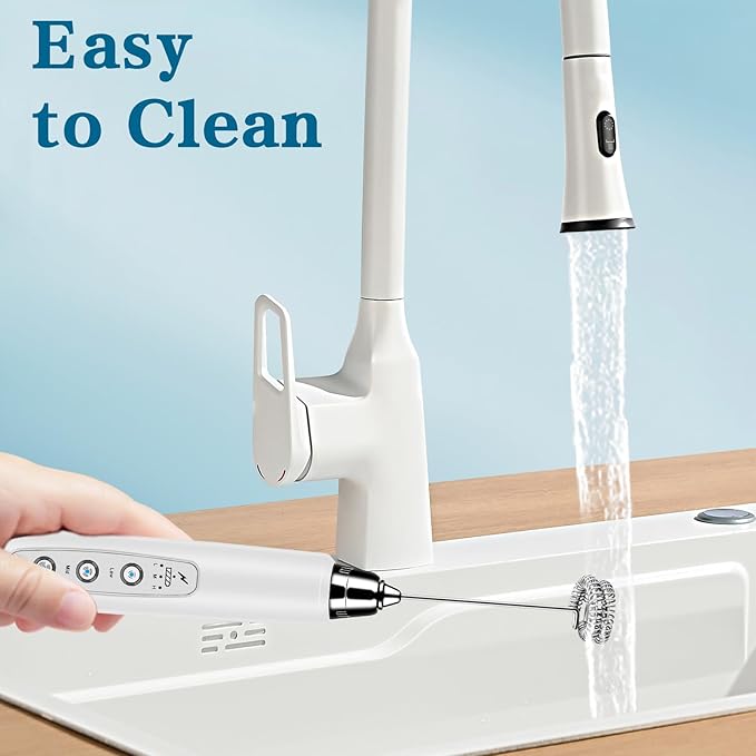 Milk Frother Handheld with Stand, Electric Whisk 3 Speed Adjustable, Drink Mixer with Stainless 3 Whisk, Rechargeable Hand Frother Wand, Foam Maker for Latte Cappuccino Hot Chocolate Egg White