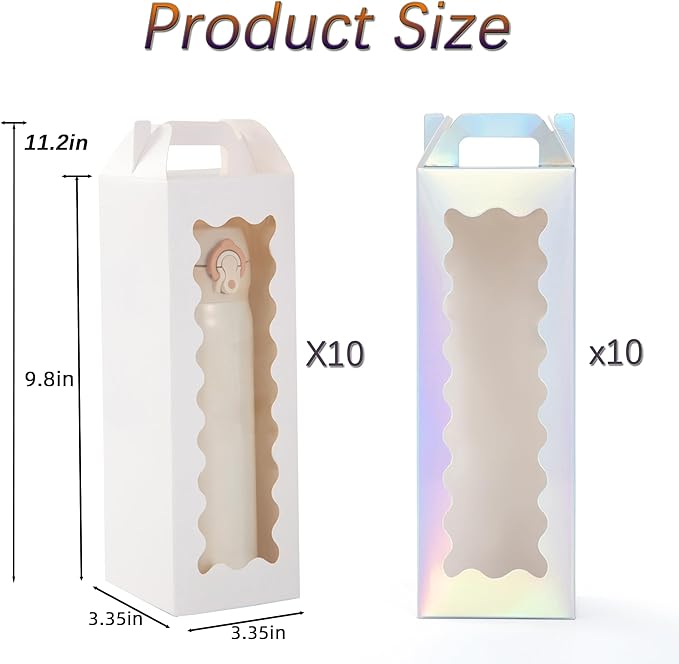 Gift Boxes with Handle for Sublimation Glass Cup,Tumbler Gift Box for 20oz/30oz Sublimation Glass Can Blanks, Tumbler Packaging Boxes,Wine Bottle Cup Wrapping (Laser&white-20p)