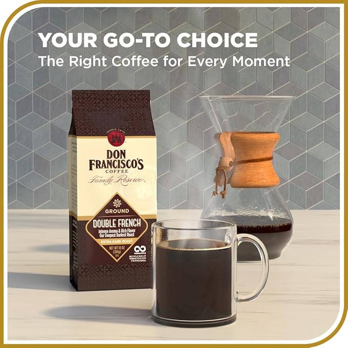 Don Francisco's Double French Ground Coffee, Dark Roast – 100% Arabica Coffee, 10 oz Bag