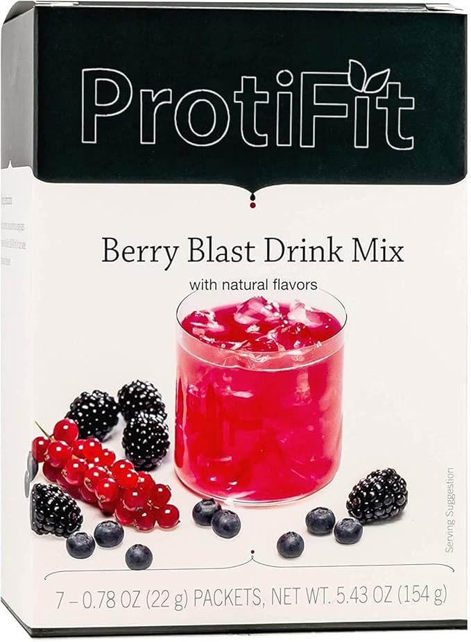 ProtiFit - High Protein Fruit Flavored Powder Drink Mix, 15g Protein, Low Calorie, Sugar Free, Ideal Protein Compatible, 7 Servings Per Box (Berry Blast)