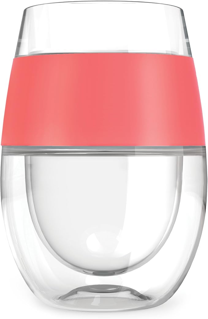 Host Wine Freeze Cooling Cups, Plastic Wine Glasses for Red and White Wines, Double Wall Insulated Freezable Drink Chilling Tumbler, Champagne Gifts for Women, 8.5 oz, Set of 4, Assorted Colors