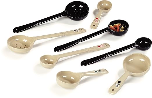 Carlisle FoodService Products Measure Miser Plastic Measuring Spoon with Short Handle, 6 Ounces, Beige