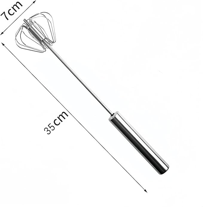 Stainless Steel Semi-Automatic Egg Beater, 2025 new hand push rotary mixer, Home Kitchen Manual Mixing Tool，used for making eggs, frothing, stirring, mixing, whipping, milkshakes, and more(7 * 35cm)