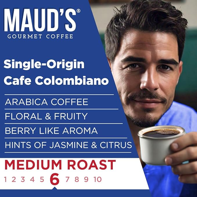 Maud's Colombian Coffee Pods, 50 ct, Single Origin, Medium Roast Coffee in Recyclable Single Serve Pods – 100% Arabica Coffee, Compatible with Keurig K Cups Maker