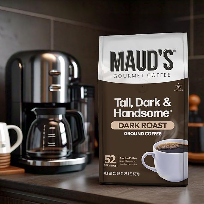 Maud's Dark Roast Ground Coffee, 1 Bag (20 oz), 100% Arabica Coffee, 52 Servings