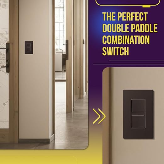 ENERLITES Double Paddle Rocker Decorator Switch, Clamp-Type Back Insert Wiring, Copper Wires Only, Single Pole, Residential/Commercial Grade, 15A 120-277VAC, 62834-BR, Brown