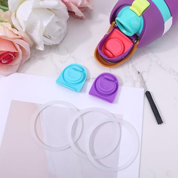 3pcs Bottle O Seal Ring & 3pcs Gasket Replacement Stopper for Owala FreeSip Cap, Silicone Water Bottle Plug Stopper BPA Free Top Lid Mouth Parts Compatible with Owala FreeSip 24oz 32oz