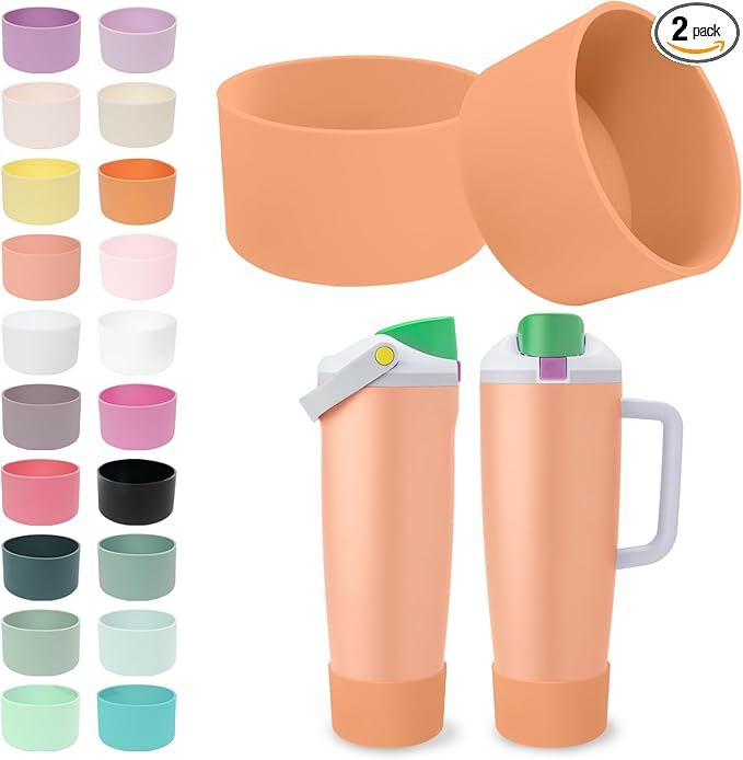 2PCS Silicone Boots for Owala 30oz & 40oz FreeSip Sway Bottles & Tumblers – Non-Slip, Scratch-Resistant, Stability Enhancer for Owala Accessories (Nectarine Orange)