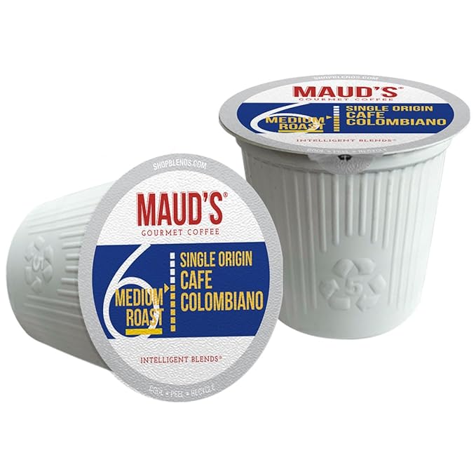 Maud's Colombian Coffee Pods, 50 ct, Single Origin, Medium Roast Coffee in Recyclable Single Serve Pods – 100% Arabica Coffee, Compatible with Keurig K Cups Maker