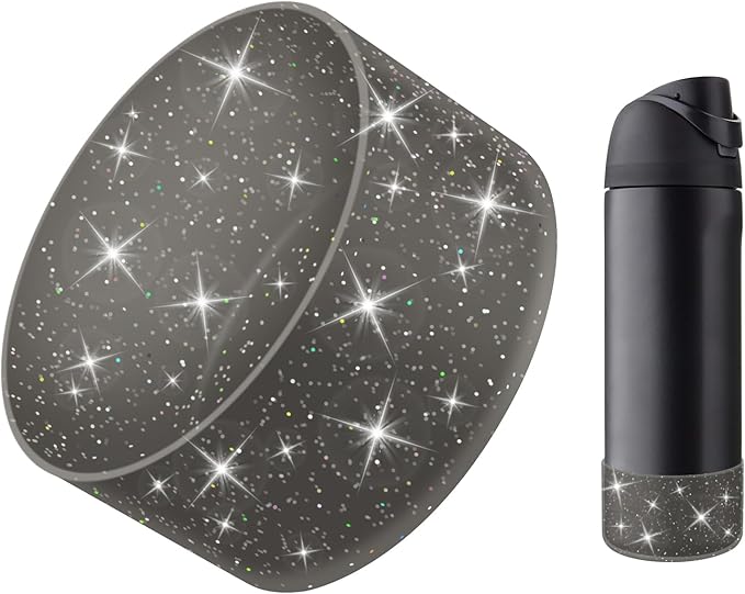 Protective Glitter Silicone Boot Compatible with Owala 24oz 32oz 40oz, Bling Cup Sleeve Bottom Bumper Cover Compatible with Owala FreeSip, Twist, or Flip Stainless Steel Water Bottles