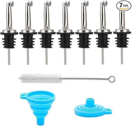 LEGERM Flip Top Pour Spouts for Olive Oil, Vinegar & Liquor Bottles - Stainless Steel Speed Pourers Nozzles for 3/4" Bottle | Multi-Purpose Drizzler for Kitchen & Bar set