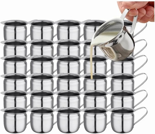 Set of 36-3oz - Stainless Steel Creamer Pitchers, Restaurant Milk Dispenser, Stainless Steel Coffee Creamer