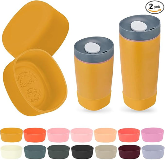 2pcs Silicone Boot for Owala SmoothSip Slider Coffee Tumbler 20oz 12oz, Anti-Slip Sleeve for Travel Coffee Mug, Protective Accessories for Owala BPA Free (Golden Quest)