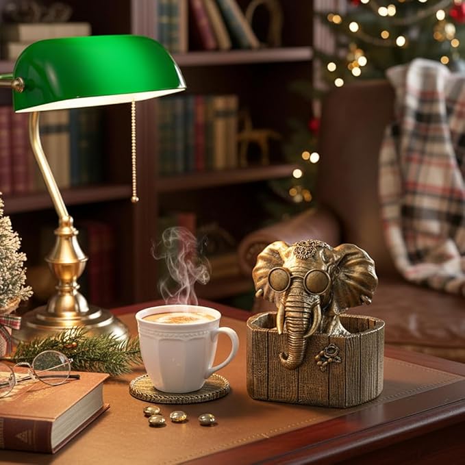 Cabin Coasters Set 6 Full Size Non-Slip Bar Coasters, Indoor Christmas Decorations, Man Cave Gifts for Men, Rustic Handmade Decor for The Home (Elephant)