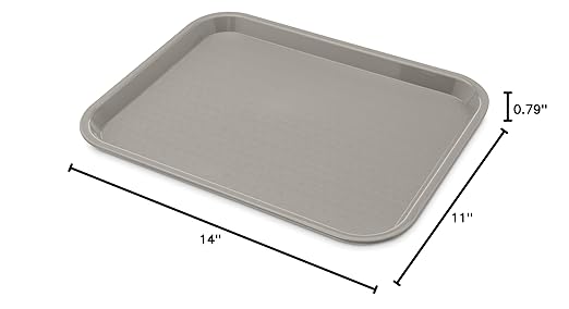 Carlisle FoodService Products CT101423 Cafe Standard Plastic Cafeteria/Fast Food Tray, NSF Certified, BPA Free, 14" Length x 10" Width, Gray (Pack of 24)