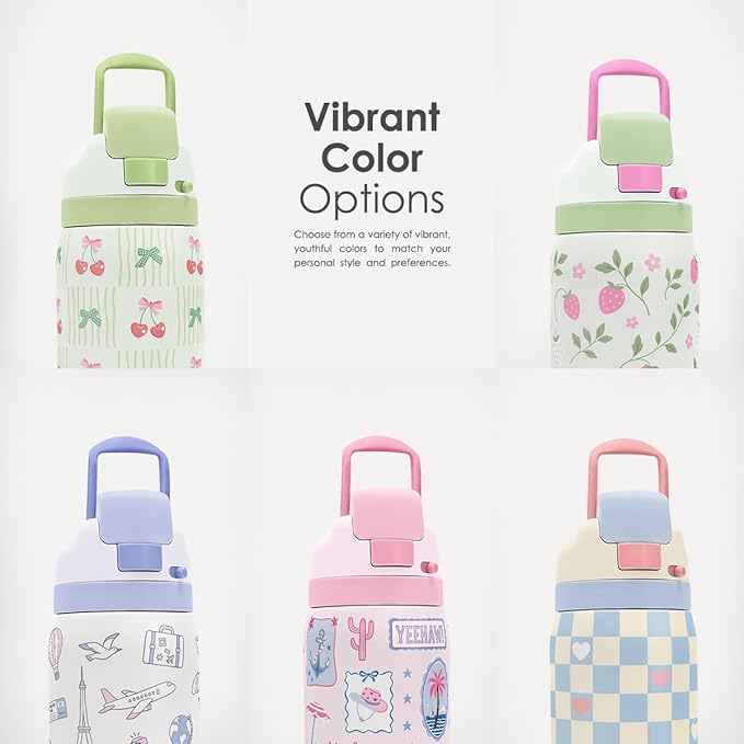 Gift for Cat Lover Stainless Steel Water Bottle, Vacuum Insulated, Push-Button Lid, 32 oz for Cat Mom Women Girls Friends Teens Birthday Christmas