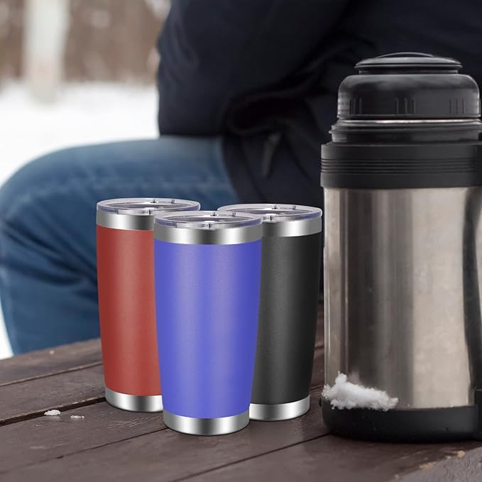 VEGOND 20oz Tumbler with Lid and Straw Stainless Steel Tumbler Cup Bulk Vacuum Insulated Double Wall Travel Coffee Mug Powder Coated Coffee Cup (Bluish Violet 12 Pack)