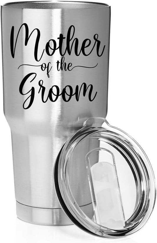 Smooth Body Tumbler Stainless Steel Vacuum Insulated Travel Mug Cup Gift Mother Of The Groom (Stainless Steel, 30 oz)