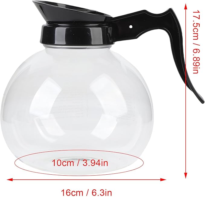 1.8L Glass Coffee Pot, Coffee Server Heat Proof Coffee Carafe High Borosilicate Glass Pitcher for Brewing & Serving, Clear Coffee Decanter for Outdoor Travel Picnics
